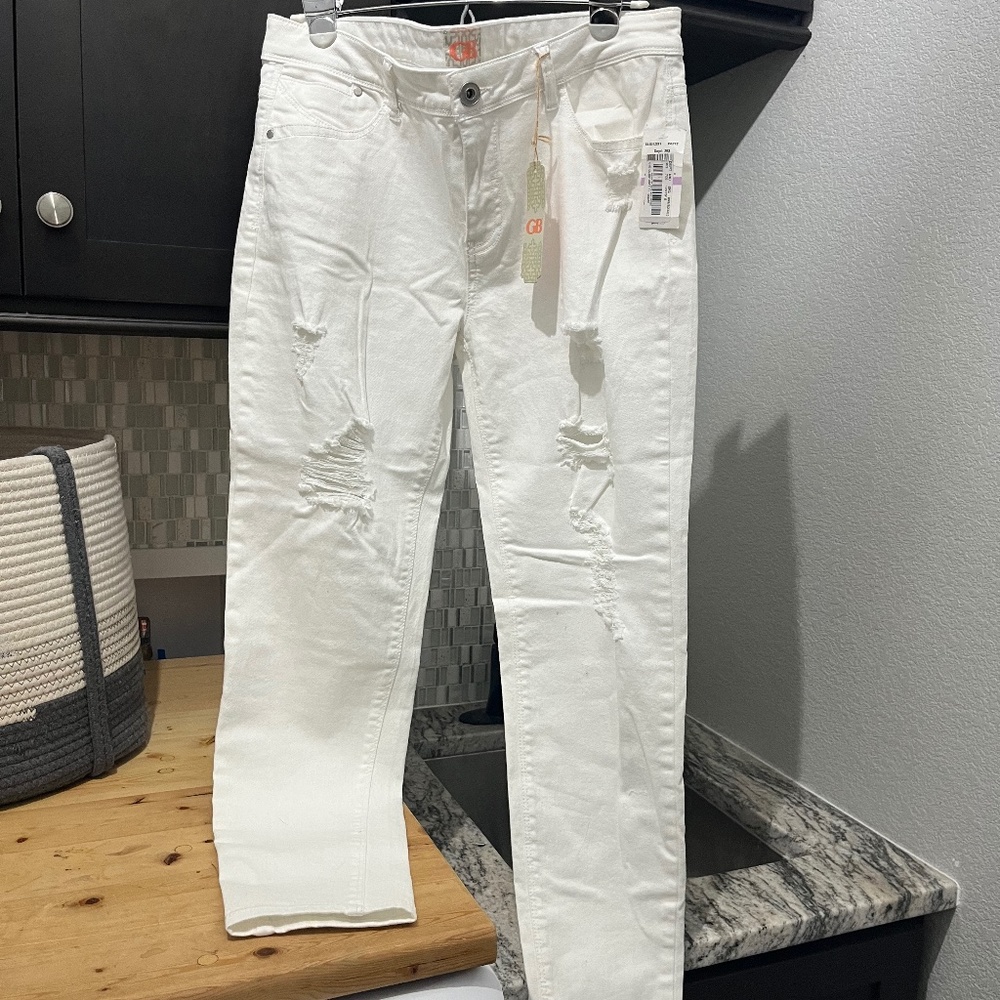 White ripped jeans